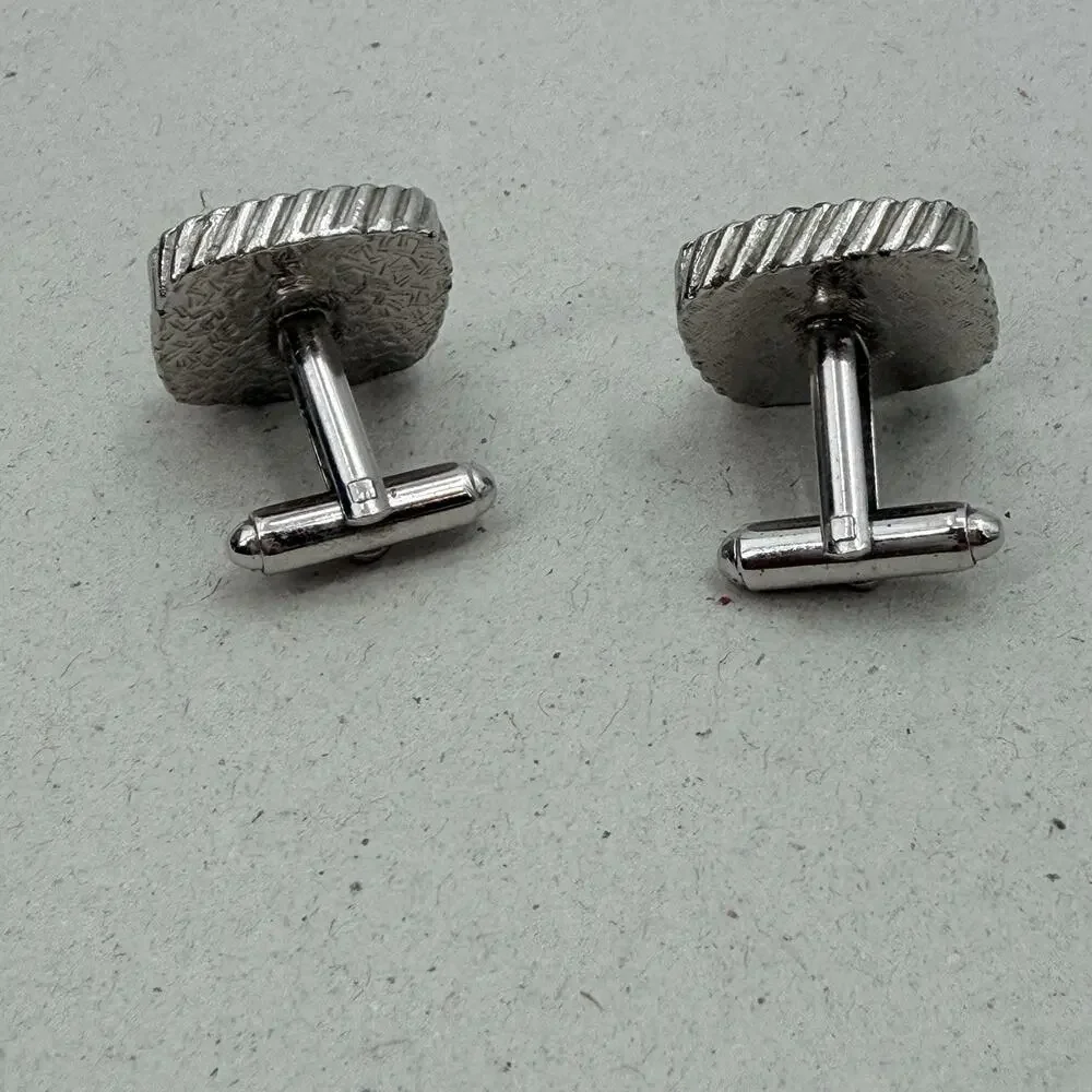 Vintage Performing Arts Comedy Tragedy Theater Mask Cufflinks Black Silver Tone
